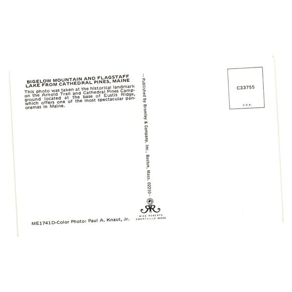 Bigelow Mountain Flagstaff Lake Cathedral Pines Maine Scenic Postcard Vintage - Picture 2 of 2